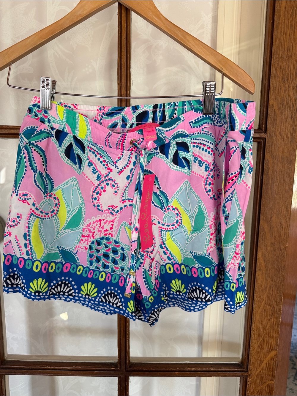 Lilly Pulitzer Pink Tropical Print Drawstring Shorts